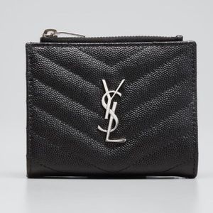 Saint Laurent Ladies Black Quilted Monogram Wallet